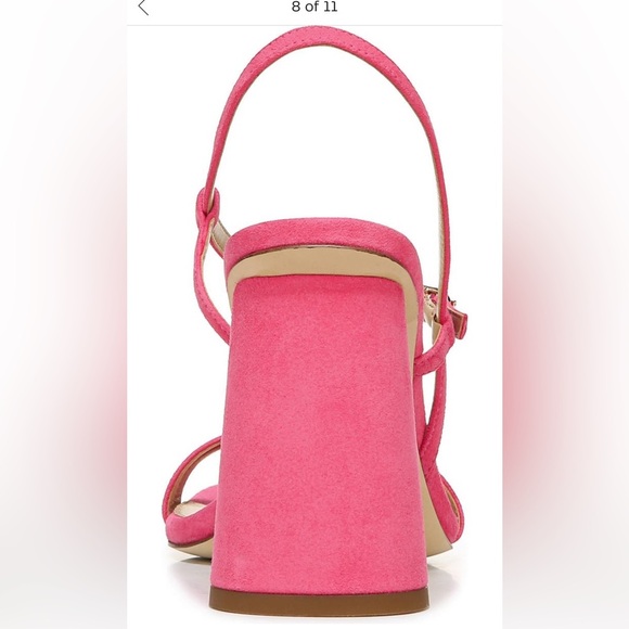 Sam Edelman Kit Slingback Dahlia Pink Suede Block Heel Sandal - Picture 6 of 10